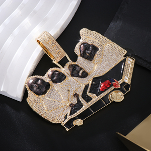 Pendentif Cartes à Jouer Les Quatre Rois en Argent 925 avec Diamant de Laboratoire, Plaqué Or, Léger, Collier Hip Hop Tendance, Bijou de Luxe - Product Image 4