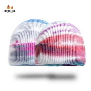 Dynamel Wears Bonnet d'hiver en acrylique jacquard dégradé, déchiré et délavé, ajustable, en tricot côtelé avec revers, style urbain - Product Image 6