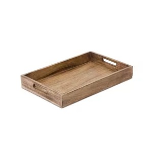 Plateau de service rectangulaire en bois d'acacia massif, minimaliste, fait main, poli, pour hôtel et restaurant - Product Image 5