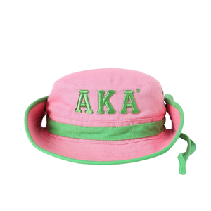 Sombrero de Pesca AKA Pink Boonie Hat Rosa de Ala Ancha para Exteriores con Letras Verdes Bordadas y Correa Ajustable para la Barbilla para Mujer - Product Image 5