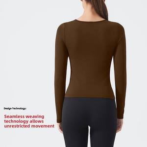 <b>Black</b> <b>Long</b> <b>Sleeve</b> Knitted <b>Top</b> With Button Front Slim Fit Casual Wear For <b>Women</b> - Product Image 5