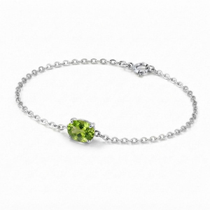 Pulsera de Plata de Ley Rhodia Rhaya Jewels con Peridoto Clásico de Corte Ovalado y Engaste de Garras para Niños - Product Image 3