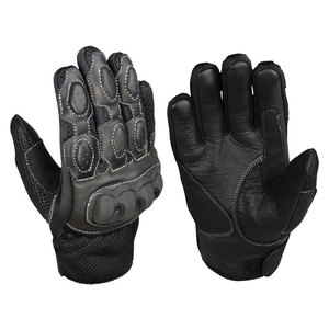 Guantes Negros para Motociclismo, Guantes Cortos de Dedo Completo con Protectores de Nudillos Articulados y Palma Reforzada - Product Image 1