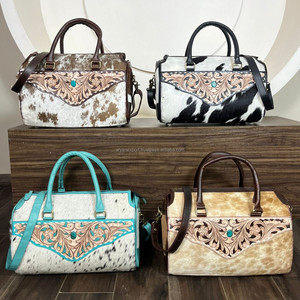 Premium Quality Cowhide Large Speedy Bag <b>Tooled</b> <b>Leather</b> Western Handbag with Shoulder &Crossbody Spacious Travel Duffel Bag - Product Image 4