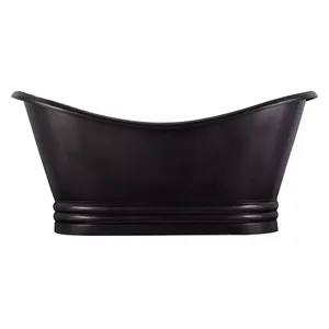 Vintage Style Copper Double-Slipper Bathtub with Pedestal Base Antique Black Freestanding Tub for Modern and Classic Interiors - Product Image 6