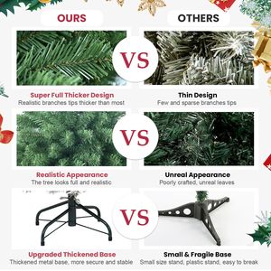 Arbre de Noël artificiel en PVC à charnière de décoration de vacances d'intérieur vert de 6 pieds avec 760 embouts arbre de Noël à fil de mémoire - Product Image 6