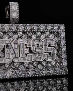 Pendentif personnalisé de luxe en moissanite taille émeraude, breloque rectangulaire avec nom, plaqué or, argent 925, bijoux hip-hop glacés - Product Image 2