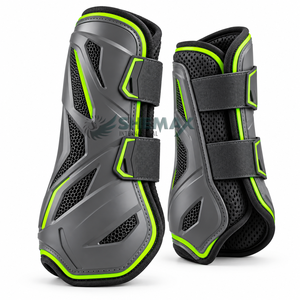 Botas elegantes para cepillar el pelaje del caballo que proporcionan una cómoda cobertura para las patas, movimiento flexible y un cierre seguro para la equitación. - Product Image 1