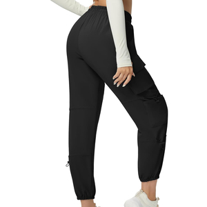 Women Winter Fleece Cargo Pants Thickened Elastic Waist Workwear Style <b>Warm</b> Loose Fit Large Size Pocket Trousers Vintage Pants - Product Image 5