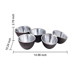 Juego de Cinco Tazones Conectados de Metal Plateado y Marrón Oscuro, Utensilios de Cocina, Artesanía, Centro de Mesa Decorativo Moderno, Regalo para Condimentos - Product Image 2