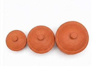 Terracotta <b>Clay</b> Lid <b>Set</b> 3 Natural Brown Uncoated Eco-Friendly Non-Stick Anti-Slip Country Style Cookware Covers for Gas Cooker - Product Image 1