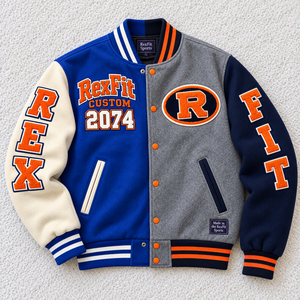 Blouson de baseball unisexe avec numéros en chenille, design multi-tissus, en laine/polyester épais, fermeture à boutons-pression, idéal pour l'hiver, OEM - Product Image 1