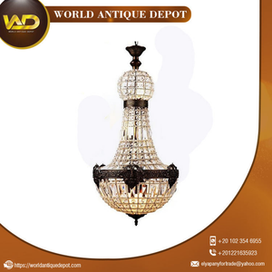 Lustre en cristal élégant, style antique, demi-corbeille, suspension, grande lampe en verre pour la décoration de chambre et de salon - Product Image 3