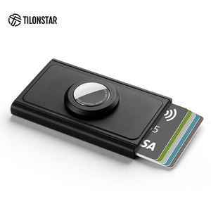 TILONSTAR Custom Minimalist Black Aluminum Credit Card <b>Wallet</b> <b>RFID</b> <b>Blocking</b> Pop Up Card Holder for AirTag Case - Product Image 1