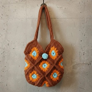 High on Demand Floral Crochet Shoulder Bag with <b>Square</b> Motifs Elegant Bohemian Style Crochet Handbag Available For Sale - Product Image 2