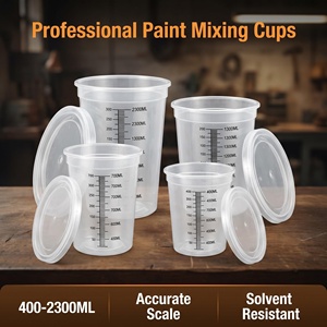 Gobelets de mélange de peinture jetables multi-tailles 400/700/1300/2300ML, en plastique PP transparent avec échelle graduée pour l'automobile - Product Image 3