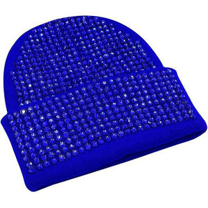 <b>Navy</b> Blue Yellow Graphic Beanie 100% Acrylic Casual Winter <b>Hat</b> Skull Cap Daily Use - Product Image 1