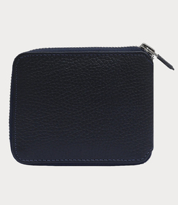 2026 High Quality Genuine Leather Men's <b>Wallet</b> Navy Blue Bi-Fold Closure Short Length Lightweight Fashion Daily OEM Custom Logo - Product Image 4