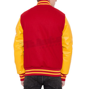 Chaqueta Letterman con Mangas de Cuero para Uso en Exteriores, Nuevo Diseño, Color Sólido, Chaqueta Letterman para Hombre con Mangas de Cuero - Product Image 6