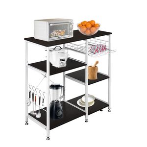 Organizzatore da Cucina Scuro da 90 cm, Scaffale a 3 Livelli per Microonde con Porta Spezie, Tavolo da Lavoro per Pasticceria - Product Image 5