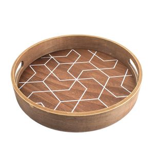 Plateau décoratif en bois de manguier avec impression émail, design élégant, à prix très compétitif - Product Image 4