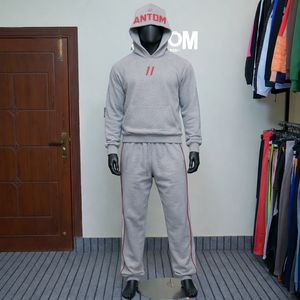 Ensemble de survêtement d'hiver bleu personnalisé OEM pour hommes, qualité supérieure, 100 % coton, sweat à capuche et pantalon de survêtement, vêtements de sport en gros, directement de l'usine - Product Image 2