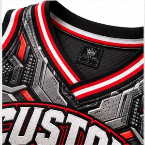 Maillot de basket sans manches pour homme, personnalisé, imprimé 3D, col rond, séchage rapide, polyester, sportif, rouge et noir - Product Image 6