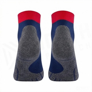 Ankle <b>Socks</b> Solid Color Blue Red Trim Breathable <b>Running</b> <b>Socks</b> for Adults - Product Image 2