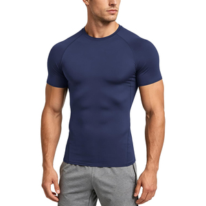 Men's <b>Compression</b> <b>Shirts</b> Short Sleeve White <b>Black</b> Spandex Polyester Breathable UPF50+ Eco-Friendly Quick Dry Seamless Fitting - Product Image 1