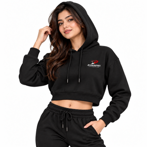Sudadera cómoda y elegante de forro polar para mujer, top corto con capucha, material premium para uso diario a la moda, sudaderas cortas con capucha para mujer. - Product Image 1