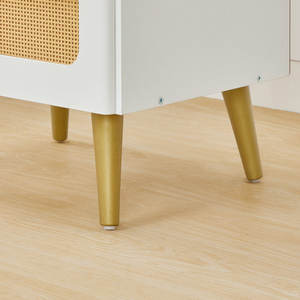 Mesita de noche de 2 cajones tejida de granja moderna con salidas integradas Estilo de ratán de granja - Product Image 4