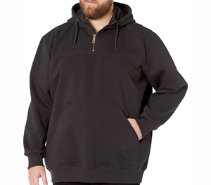 Sudadera con Capucha Negra para Hombre, Cierre de Cremallera de un Cuarto, Corte Regular, Forro Polar, con Bolsillo Delantero, Estilo Casual para Otoño - Product Image 1