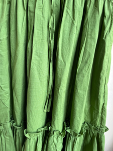 Vestido midi verde de algodón con escote corazón para mujer, vestido casual midi largo teñido liso, regalo para ella. - Product Image 4