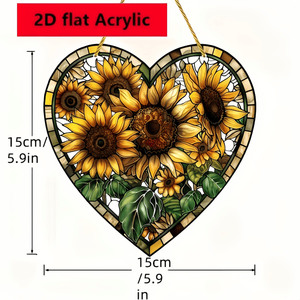 CIFbuy Acrylic Window Hanging Sun Catcher Farmhouse-Style Sunflower Heart Flat <b>Wall</b> <b>Decor</b> for Home Holiday Gift on TikTok - Product Image 3
