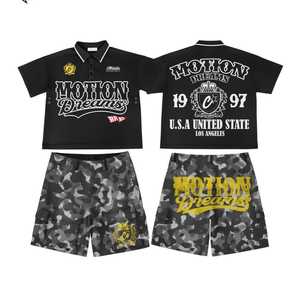 2025 High Quality Men's Casual <b>T</b>-Shirt Set with Breathable Acid Washed Cotton Shorts Customized Logo OEM Summer Set - Product Image 4