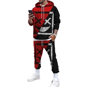 Conjunto de Sudadera con capucha impresa en 3D para hombre, conjunto de dos piezas de pantalones deportivos informales para correr, ropa de hombre de algodón hip-hop de otoño e invierno - Product Image 1
