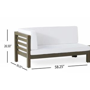 Set di Mobili da Giardino OANA con Divanetto Angolare Bianco e Tavolino da Caffè, Elegante Arredamento per Esterni - Product Image 5