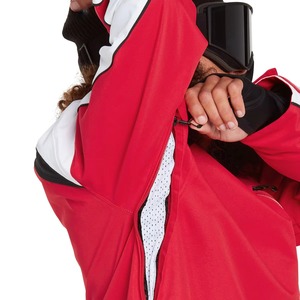 Men's Red Soft Shell <b>Jacket</b> Windproof Zip Fly Stand Collar Color Blocked Outdoor Wear Regular Fit - Product Image 4