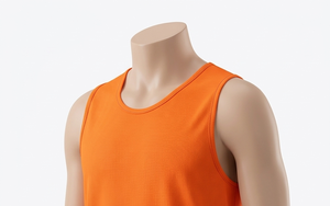 Men's Orange <b>Mesh</b> Tank Top Crew Neck Sleeveless Breathable Regular Fit All Seasons Solid Color 100% Polyester Basketball Apparel - Product Image 4