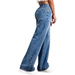 Jeans en denim pour femmes, denim 100% coton personnalisé, pantalon à jambes larges, pantalon décontracté vintage, style streetwear - Product Image 2