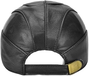 Casquette à rabat noir en cuir de mouton 100%, casquette de Baseball, en peau de mouton, personnalisable votre propre Design, avec Logo brodé - Product Image 2