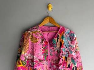 Women's Embroidered Floral Kantha Vest Cotton Waistcoat Button Front <b>Patchwork</b> <b>Jacket</b> With Pockets for Winter gift for her - Product Image 4