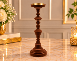 Porte-bougie sans flamme en velours floqué marron pour la décoration de la maison, table à manger, style festif, mariages, événements de Noël et de Pâques - Product Image 1