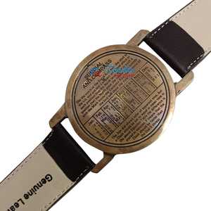 นาฬิกาข้อมือแบบเข็มทิศพร้อมหน้าปัดทองเหลืองโบราณ สายหนัง - ของขวัญวันครบรอบ/วันรับศีลล้างบาปสำหรับพ่อแม่ - Product Image 5