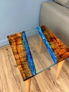 Modern Large Luxury Epoxy Resin Dining <b>Table</b> Solid Wood <b>Clear</b> Finish Set for Hotel and Dining Room Kitchen Furniture - Product Image 2