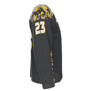 Jersey de Hockey sobre Hielo Personalizado para Hombre, Color Negro y Amarillo, Cuello Redondo, Manga Larga, Sublimado, Malla Transpirable, Absorbe la Humedad, Talla Adulto - Product Image 5