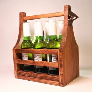Wholesale Wooden Bottle Caddy Wooden Drink Local Beer Caddy Handmade Farmhouse Wooden Wine <b>Crates</b> - Product Image 1
