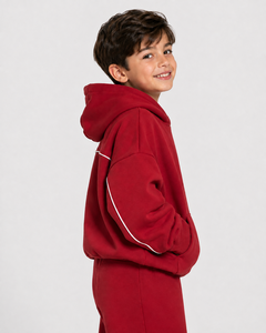 Sweat-shirt à capuche décontracté surdimensionné pour garçon, personnalisé, avec motif cerise contrastant, en polaire premium - Product Image 2