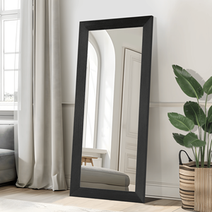 71\" X 31\" Solid Wood Full-Length Black Rectangular <b>Wall</b> <b>Mirror</b> Inner Beveled Edge for Living Room Bedroom Hanging <b>Leaning</b> <b>Wall</b> - Product Image 3