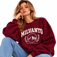 Sweatshirt Wanita Terbaru Warna Cokelat, Custom, 450 GSM, Bahan Fleece Katun Tebal,  Grafis, Premium, Oversized, Drop Shoulder
